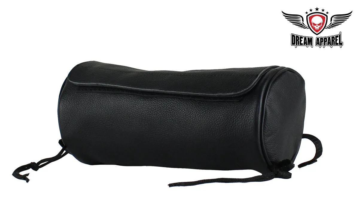 Soft Leather Motorcycle Tool Bag with Pocket Inside, and Velcro