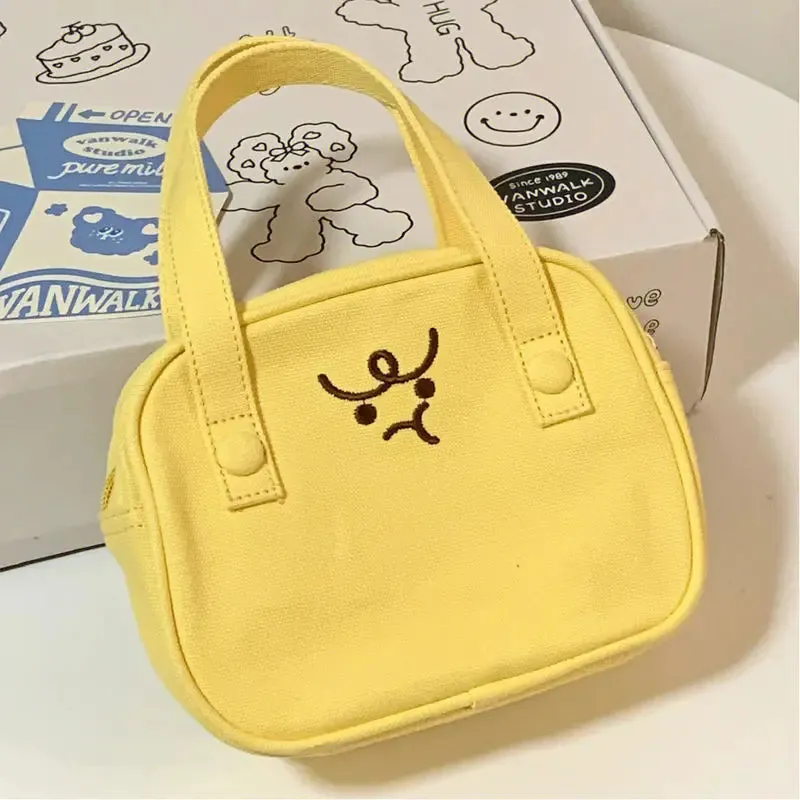 Sohiwoo Japanese Cute Angry Toast Women Canvas Bag Wallet Small Bag Travel Handbag Messenger Bag Headphone Bag Purses Handbags