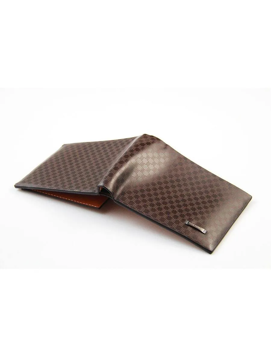 Sold As Single Item, Coffee Brown Men's Vintage Pu Leather Short Wallet With Sim Card Slot, Checkered Pattern Pu Leather Large Capacity Cardholder, Coin Purse, Bank Card Holder, Credit Card Holder