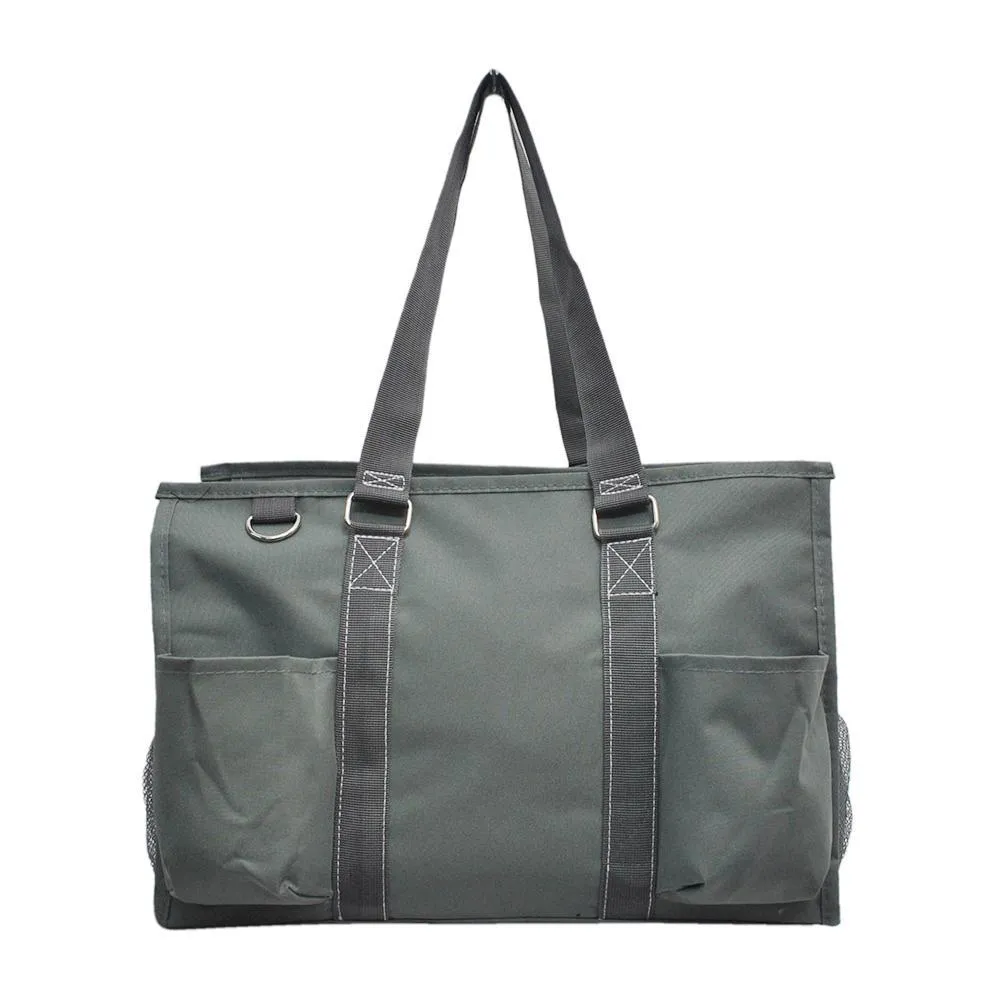 Solid Color Gray NGIL Zippered Caddy Organizer Tote Bag