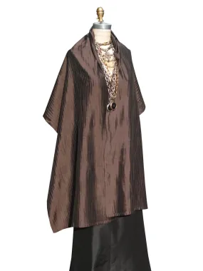 Thai Silk Pintuck Pleated Shawl Chocolate