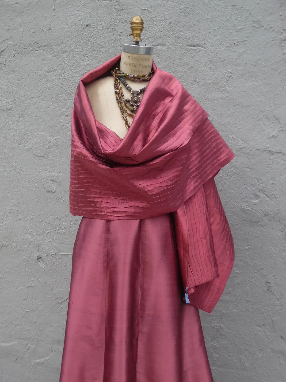 Thai Silk Pintuck Pleated Shawl Chocolate