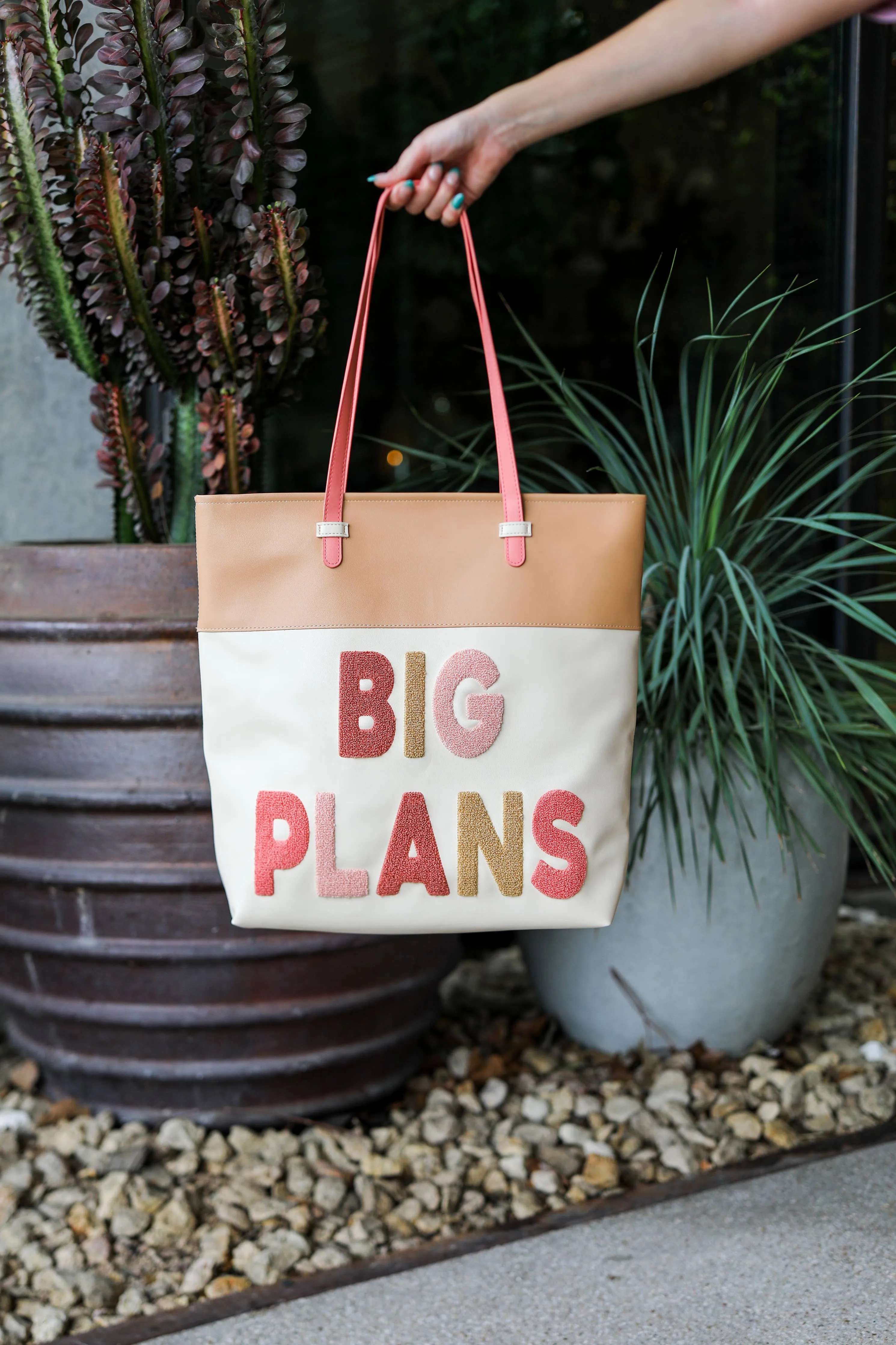 Tote (Cream/Tan) - Big Plans