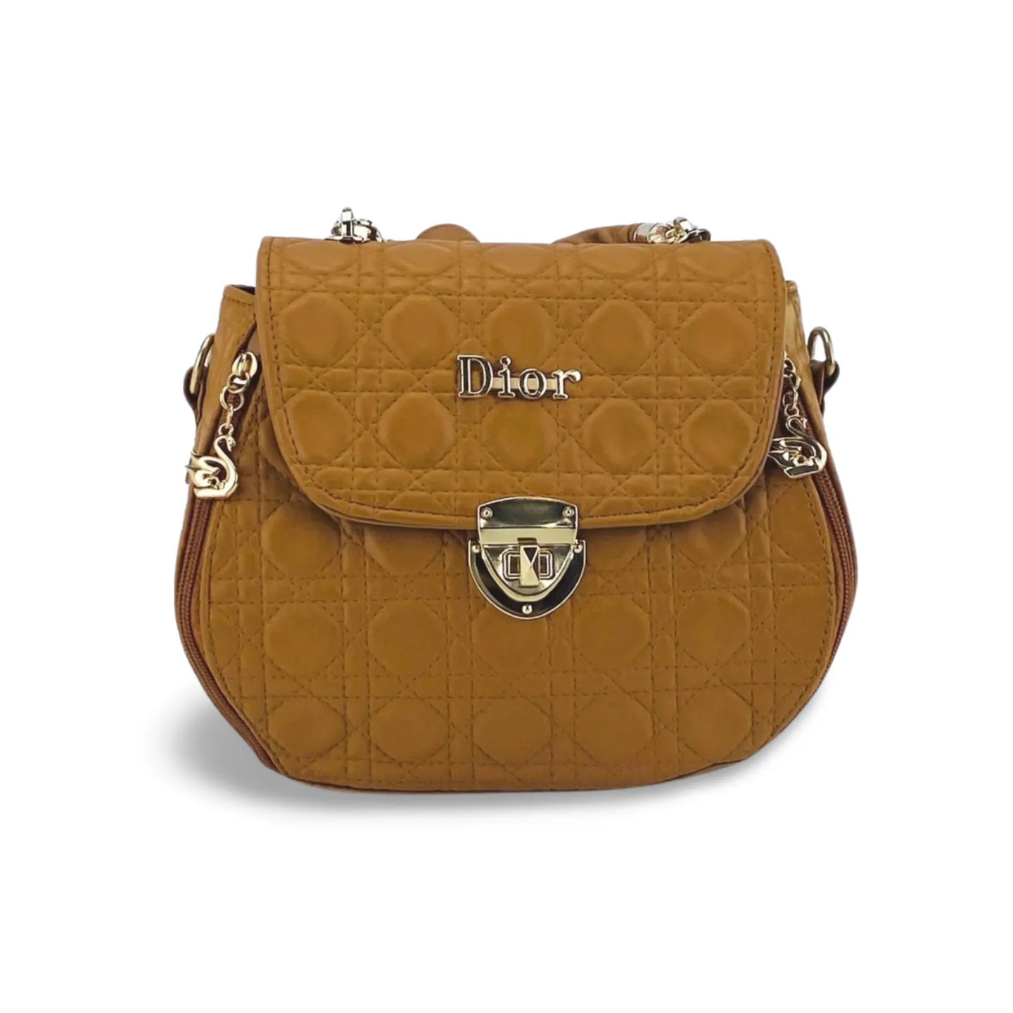 Versatile Quilted Handbag with Double Zip Closure And Detachable Strap