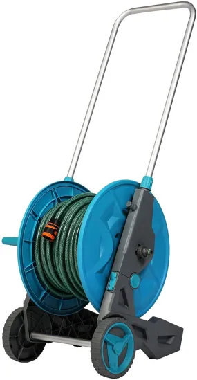 Water Hose Reel Cart with Wheels 130 ft Retractable Aluminum Garden Hose Reel 3/4 Inch 6.6 Feet Leader Hose 7 Patterns Nozzle