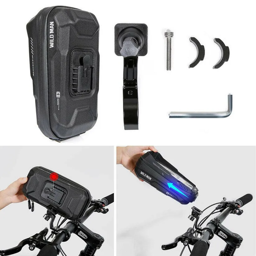 WILD MAN Rainproof Bike Bag Hard Shell Bicycle Phone Holder Case Touch Screen Cycling Bag 6.7 Inch Phone Case Mtb Accessories