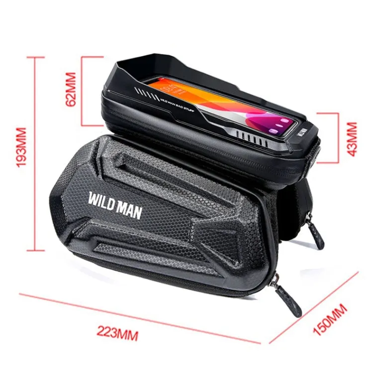 WILD MAN XT6 1.2L Mountain Bike EVA Hard Shell Waterproof Phone Touch Screen Top Tube Bag(Solar Pattern)