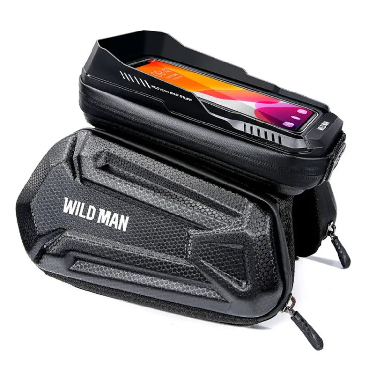 WILD MAN XT6 1.2L Mountain Bike EVA Hard Shell Waterproof Phone Touch Screen Top Tube Bag(Solar Pattern)