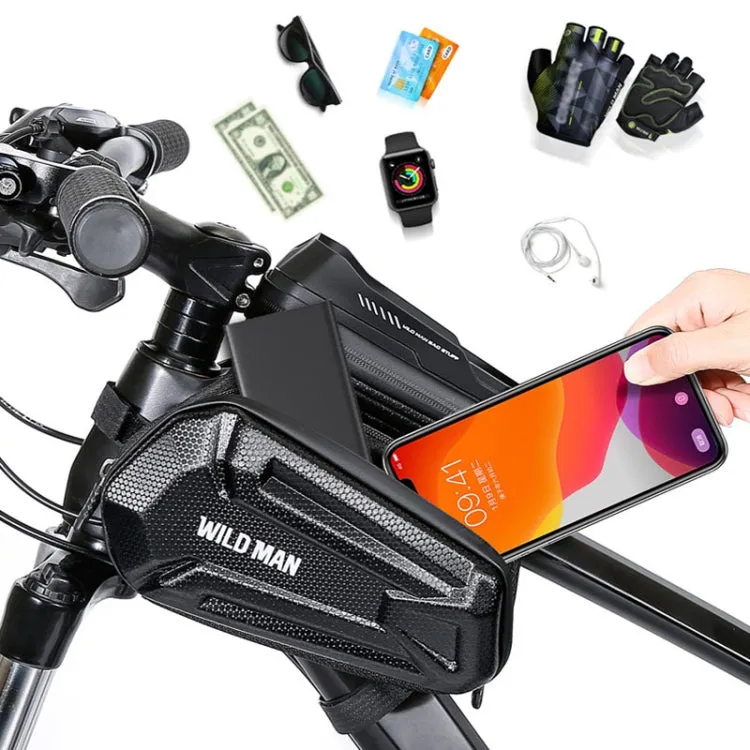 WILD MAN XT6 1.2L Mountain Bike EVA Hard Shell Waterproof Phone Touch Screen Top Tube Bag(Solar Pattern)