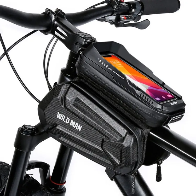 WILD MAN XT6 1.2L Mountain Bike EVA Hard Shell Waterproof Phone Touch Screen Top Tube Bag(Solar Pattern)