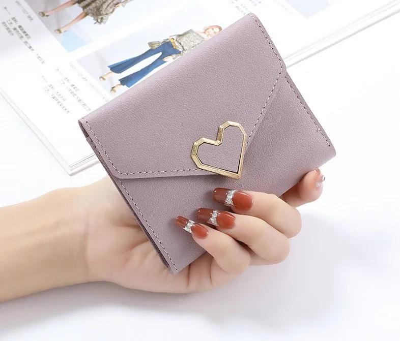 Women Luxury Love Heart Wallet For Ladies Girls Money Pocket Card Holder Wallets Purse Female Wallet Phone Clutch Bag