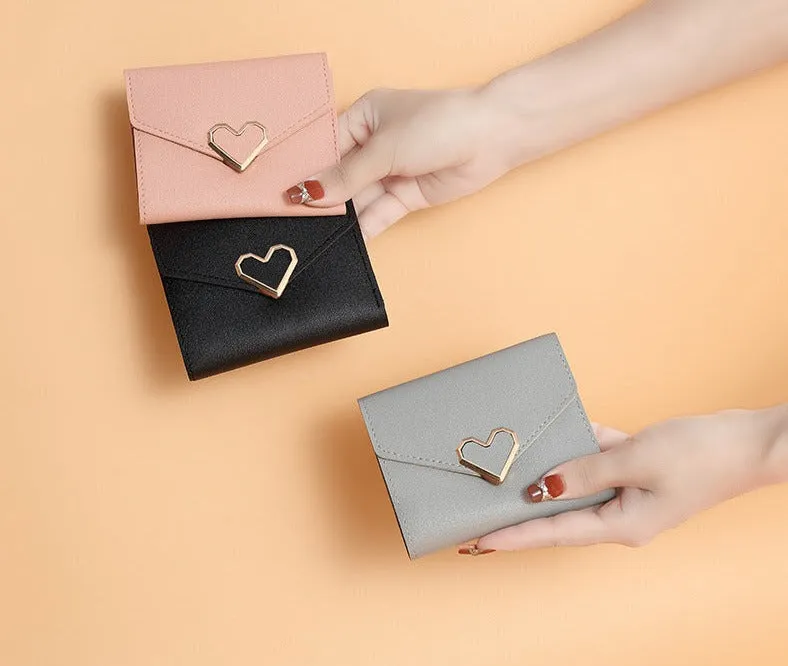 Women Luxury Love Heart Wallet For Ladies Girls Money Pocket Card Holder Wallets Purse Female Wallet Phone Clutch Bag