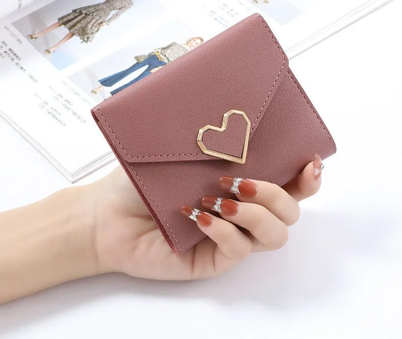 Women Luxury Love Heart Wallet For Ladies Girls Money Pocket Card Holder Wallets Purse Female Wallet Phone Clutch Bag