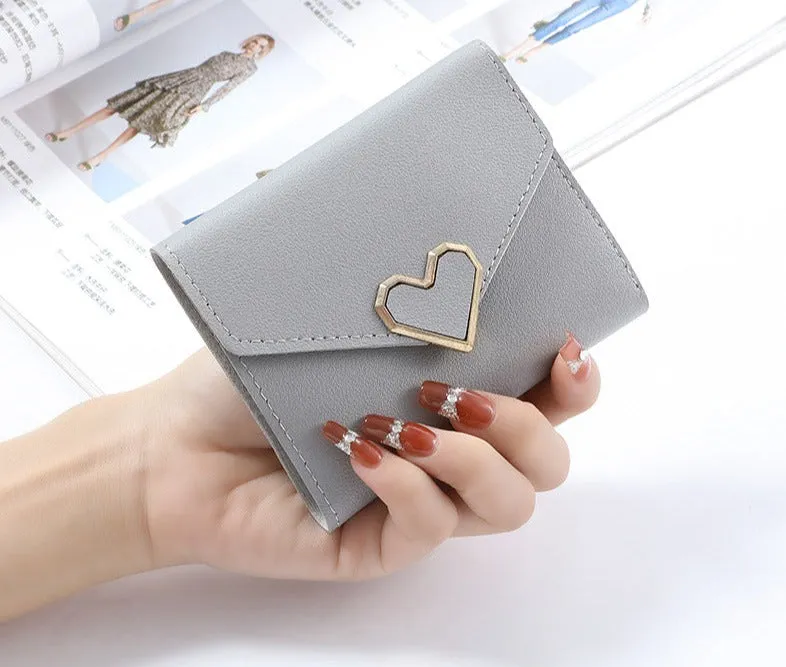 Women Luxury Love Heart Wallet For Ladies Girls Money Pocket Card Holder Wallets Purse Female Wallet Phone Clutch Bag