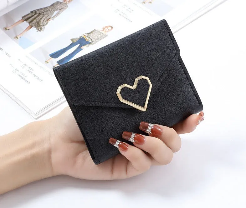 Women Luxury Love Heart Wallet For Ladies Girls Money Pocket Card Holder Wallets Purse Female Wallet Phone Clutch Bag