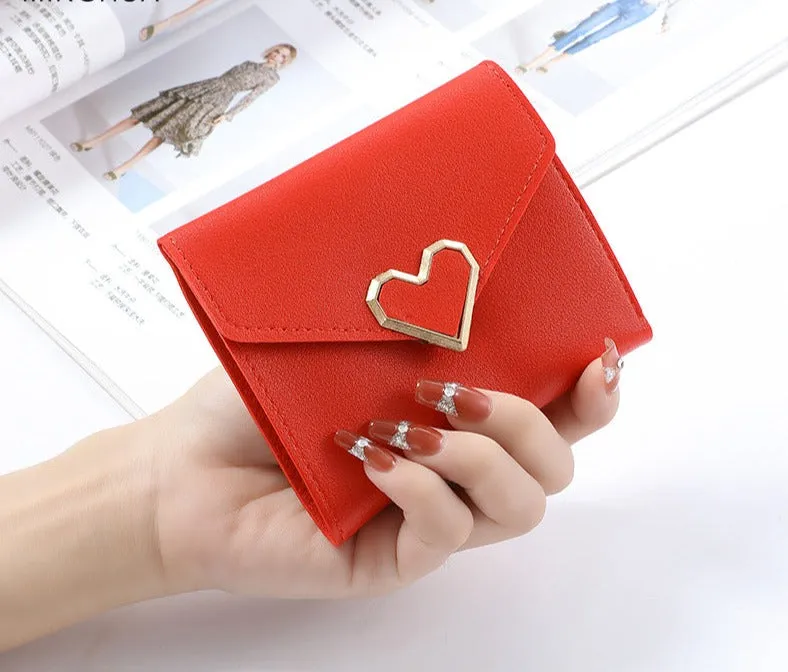 Women Luxury Love Heart Wallet For Ladies Girls Money Pocket Card Holder Wallets Purse Female Wallet Phone Clutch Bag