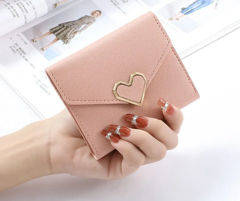 Women Luxury Love Heart Wallet For Ladies Girls Money Pocket Card Holder Wallets Purse Female Wallet Phone Clutch Bag