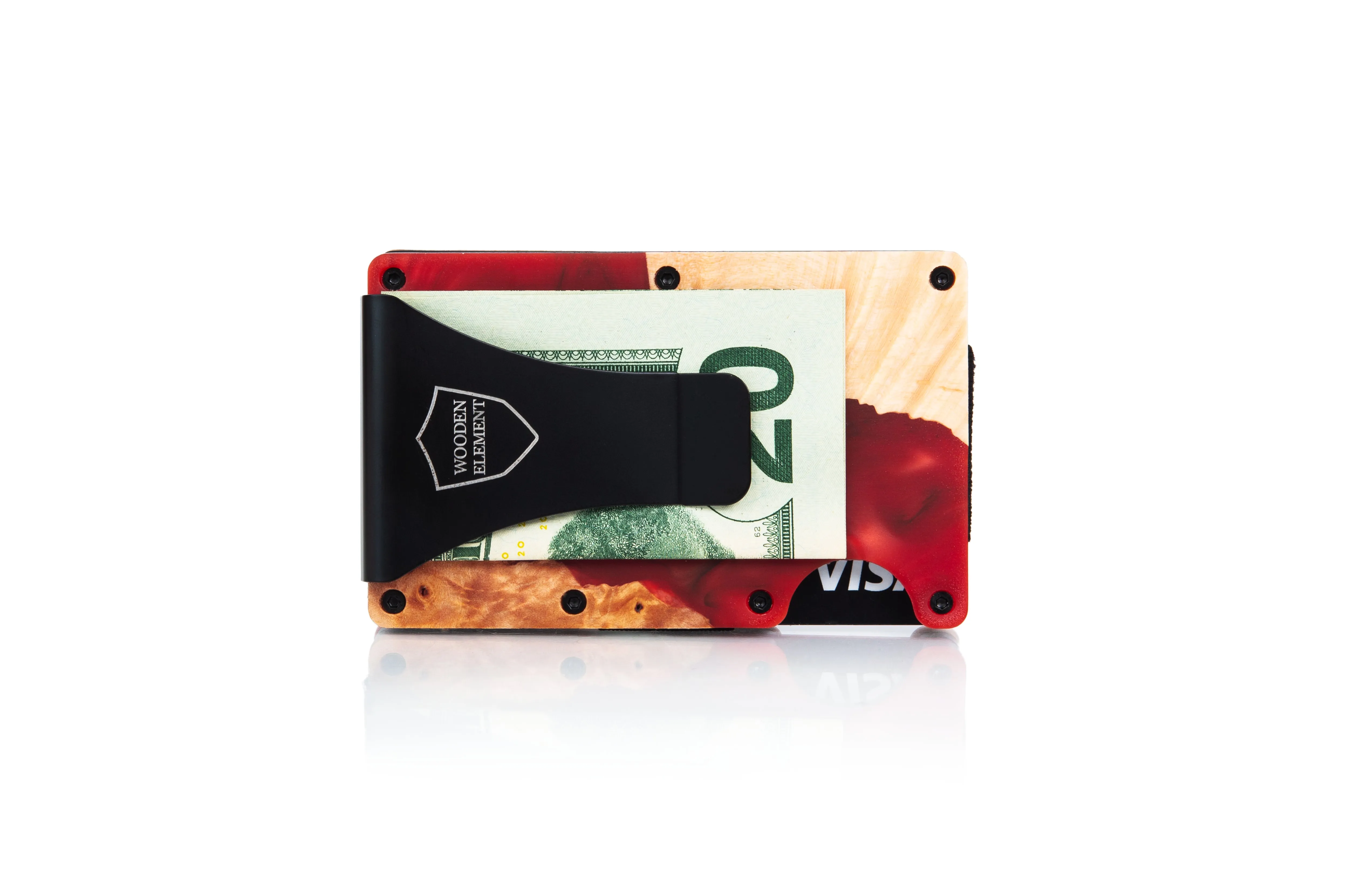 Wood and Resin Smart Wallet (Red)