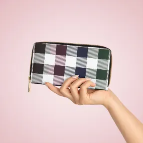 Wristlet Phone Wallet, White Multicolor Plaid Style Purse