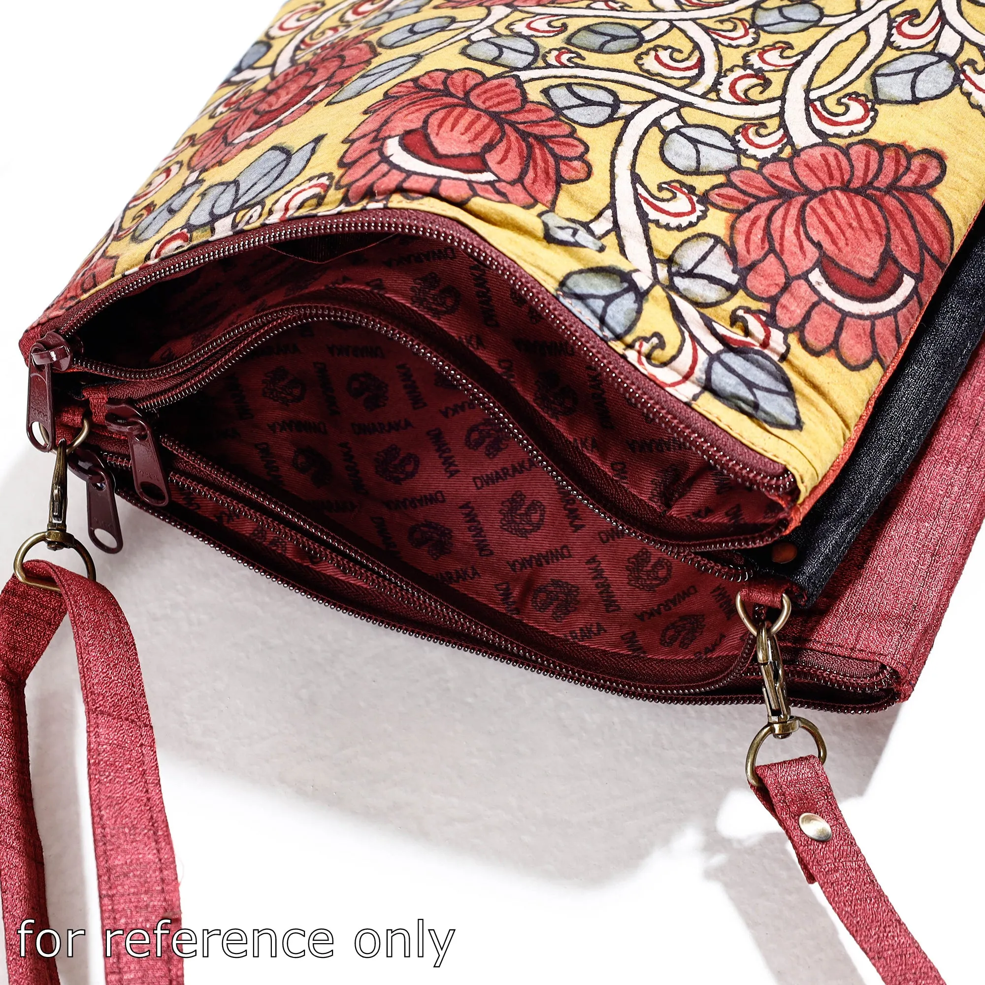 Yellow - Handpainted Kalamkari Natural Dyed Ghicha Silk Sling Bag