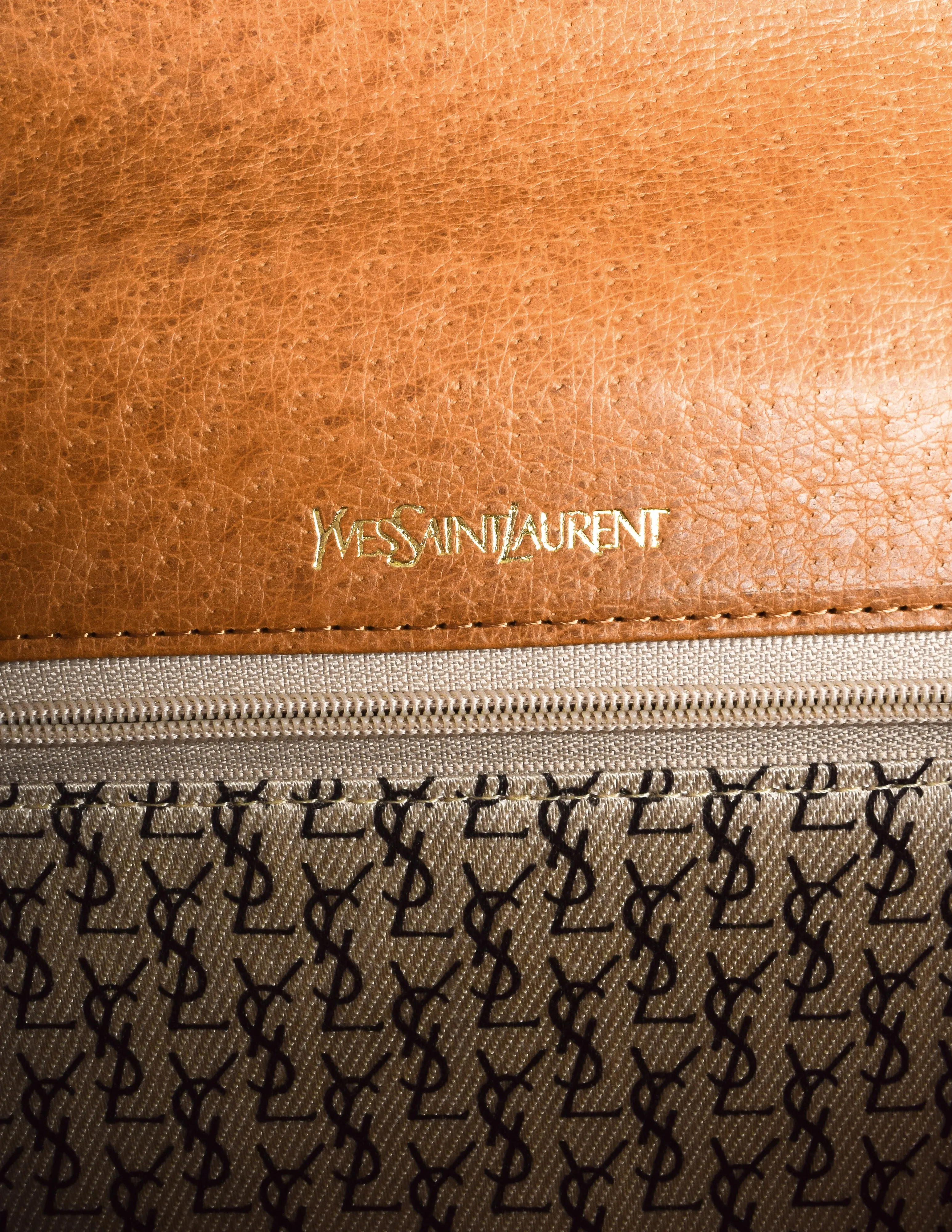 Yves Saint Laurent Vintage 1970s Caramel Brown Leather Clutch Bag