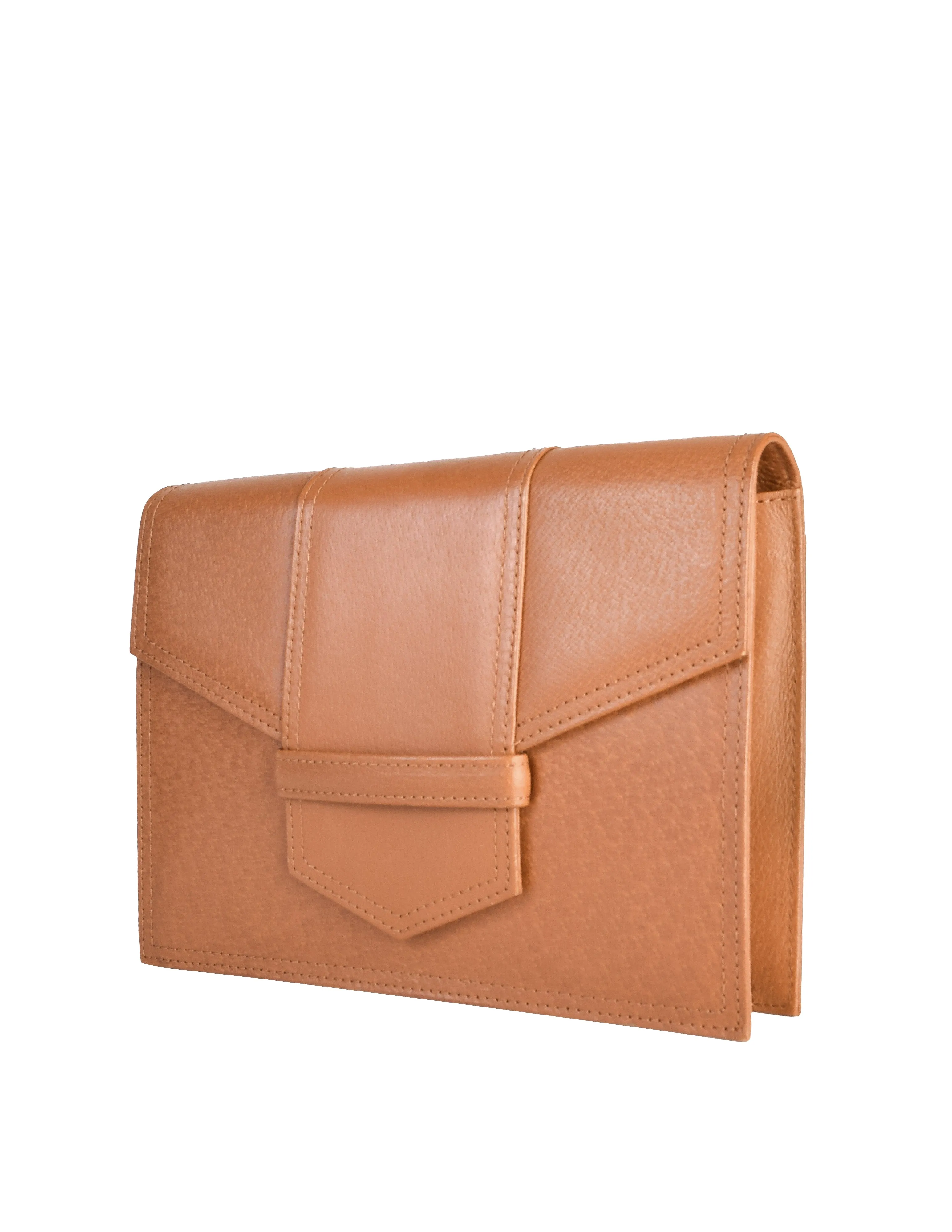 Yves Saint Laurent Vintage 1970s Caramel Brown Leather Clutch Bag